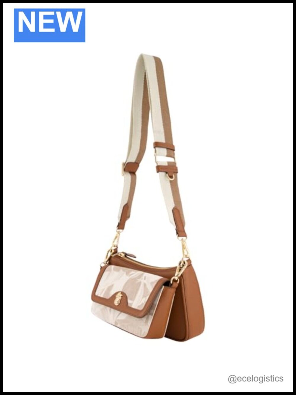 Double Crossbody Bag Canvas Leather Trim Adjustable Strap Floral Purse